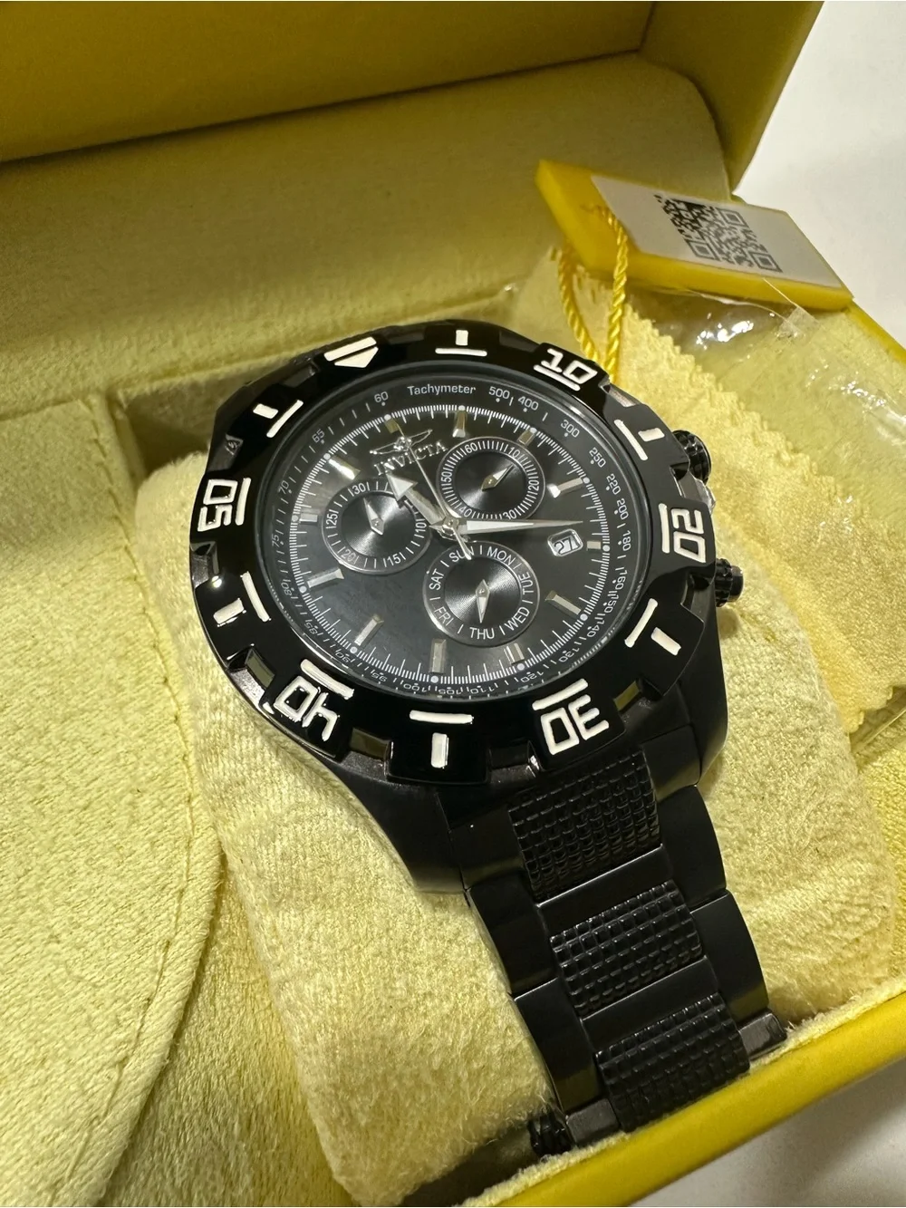 Invicta 6412 Specialty Chronograph Dive Watch Men 46mm Black Dial Black Tone